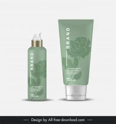 cosmetics bottle packaging template elegant silhouette petals