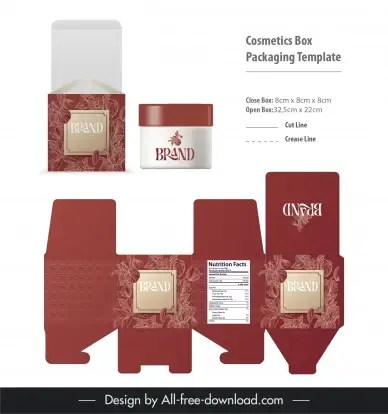 cosmetics box packaging template elegant flowers sketch