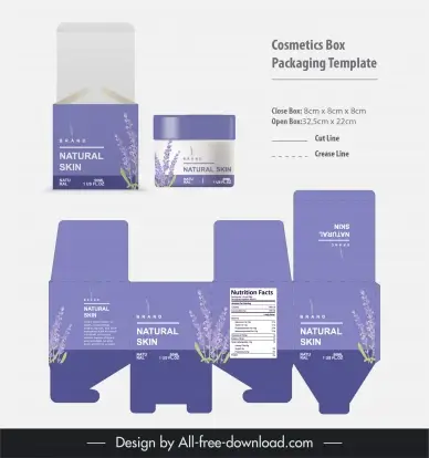 cosmetics box packaging template elegant valender flowers