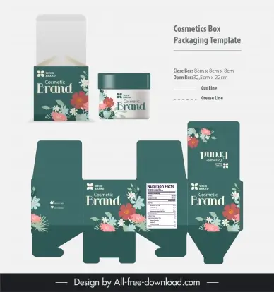 cosmetics box packing template elegant flowers leaves decor