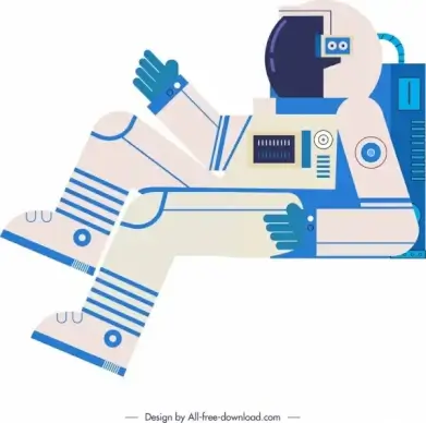 cosmos background spaceman icon blue white flat sketch