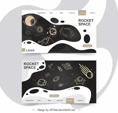 cosmos science website templates handdrawn universe elements decor