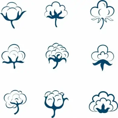 cotton flowers icons collection various shapes sketch