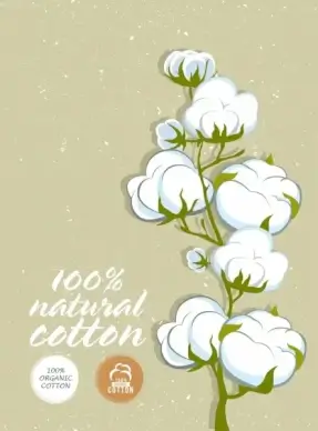 cotton product banner flower icon retro design