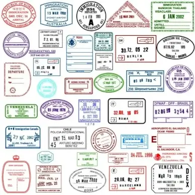 countries in the visa stamp vector