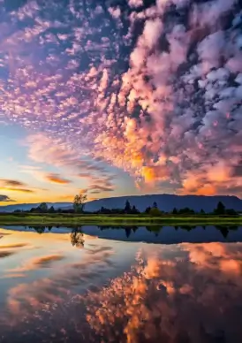 countryside picture dark cloudy sky reflection twilight 