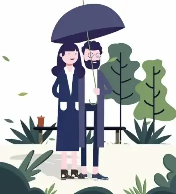couple painting cartoon character classical design