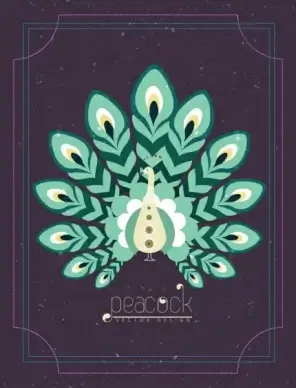 cover template peacock icon decor dark retro design