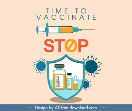 covid19 vaccination banner flat disease medical elements sketch