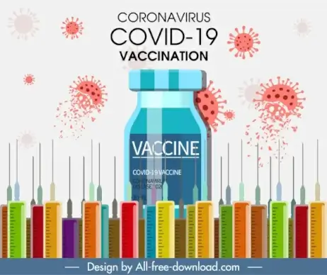covid19 vaccination banner injection needles viruses sketch