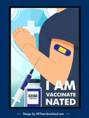covid19 vaccination poster injected person injection needle sketch