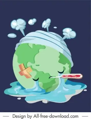 covid 19 epidemic poster stylized injured earth sketch