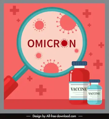covid-19 omicron poster magnifying glass viruses sketch