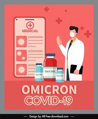 covid-19 omicron poster template doctor medicine drugs sketch