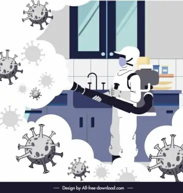 covid 19 poster antiseptic activity viruses sketch