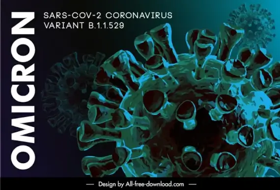 covid-19 variant omicron spreading warning poster dark handdrawn closeup design