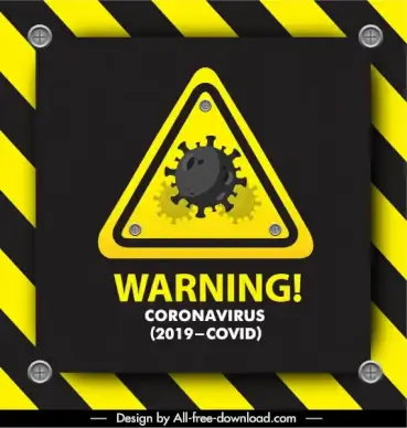 covid 19 warning sign template black yellow decor