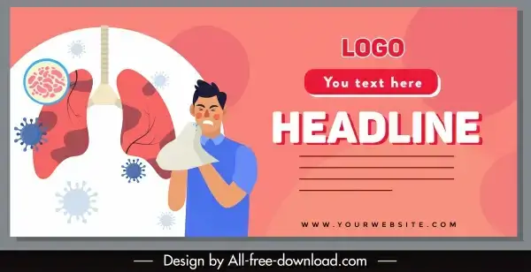 covid banner template patient lungs virues sketch