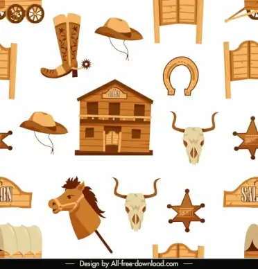 cow boy pattern template wild west symbols sketch