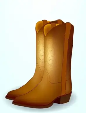 cowboy boots icons shiny brown design