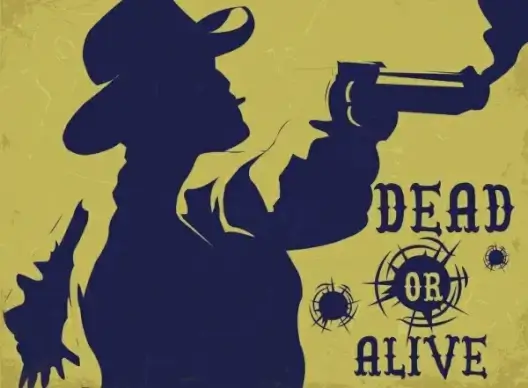 cowboy wanted poster retro silhouette decor