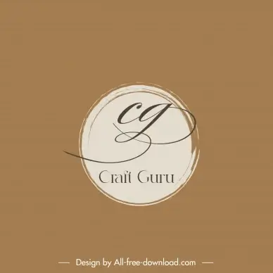 craft guru logo flat handdrawn text circle shape