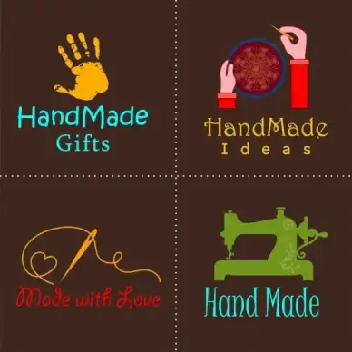 crafts logotypes collection various symbols isolation