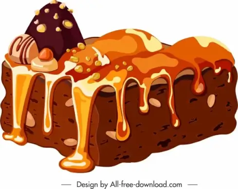 cream cake icon colored classical 3d sketch