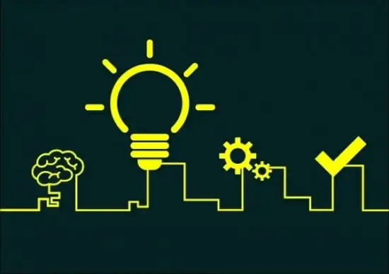 creative idea concept bulb brain gears silhouette decoration