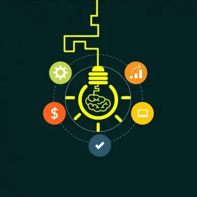 creative idea concept colorful icons and lightbulbs sketch