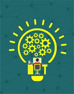 creative idea concept design lightbulb and gears decoration