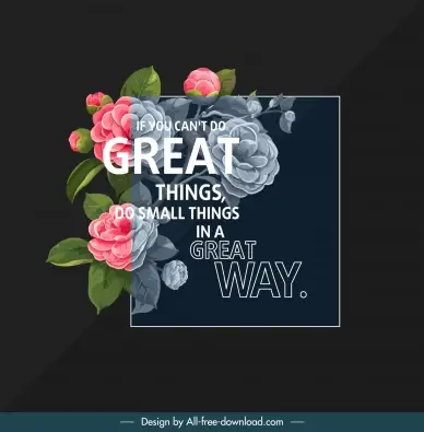 creative motivation typography banner template dark camellia flowers 