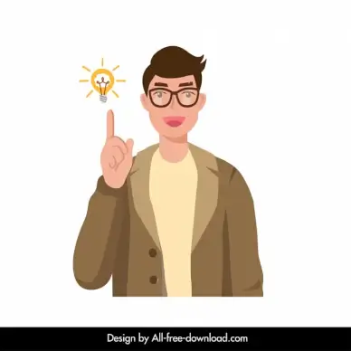 creativity conceptual design element man lightbulb sketch cartoon design 