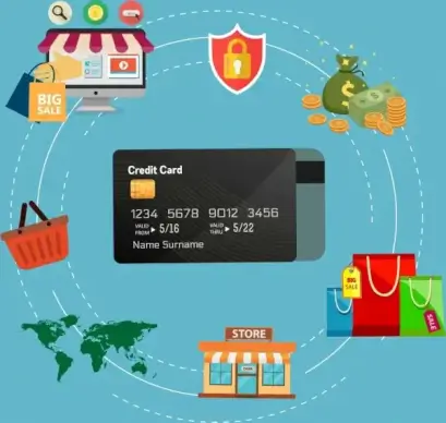 credit card benefit infographic shopping online design elements