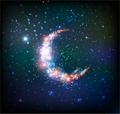 crescent moon under galaxy