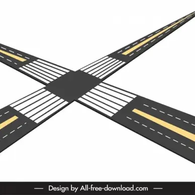cross road icon modern flat geometric design 