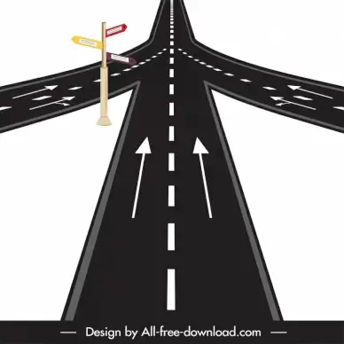 cross road template modern 3d sketch 