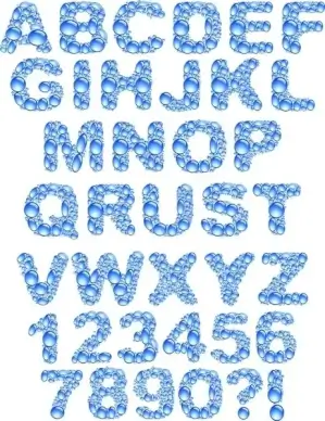 crystal clear water droplets letters vector