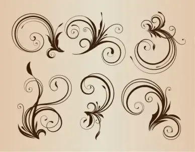 curly floral elements for design vector illustration