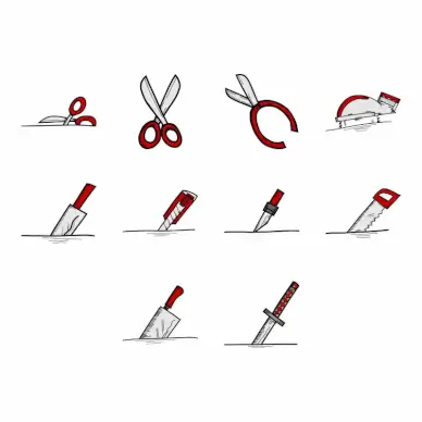 cut tools icons sets flat classical sketch