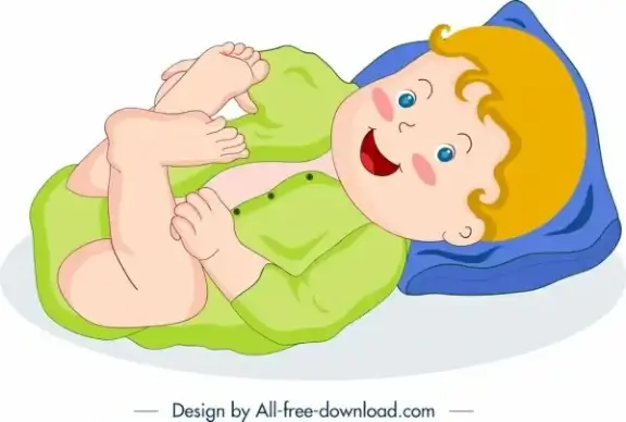 cute baby icon colored cartoon character
