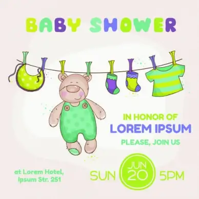 cute baby shower cards vector