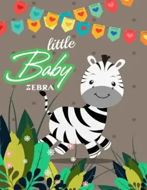 cute baby zebra drawing colored cartoon design