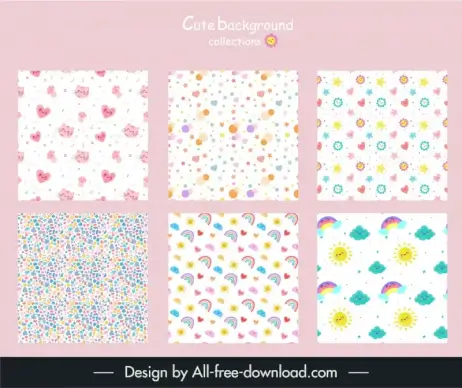 cute background templates collection fat repeating