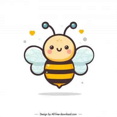 cute bee smiling logo flat symmetry