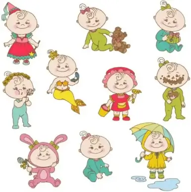 cute cartoon baby 02 vector