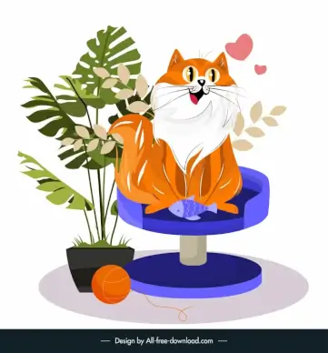 cute cat calendar design element handdrawn cartoon sketch