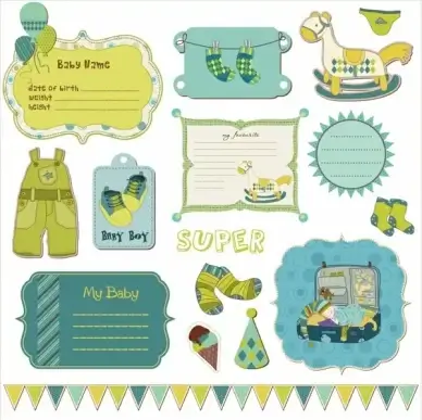 baby shower labels templates cute classic flat decor