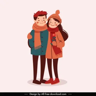 cute couple design elements handdrawn cartoon