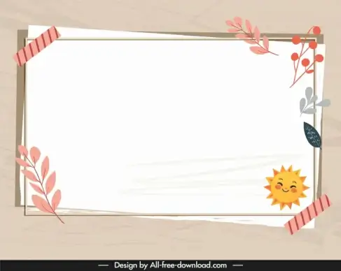 cute frame template classical leaf sun decor